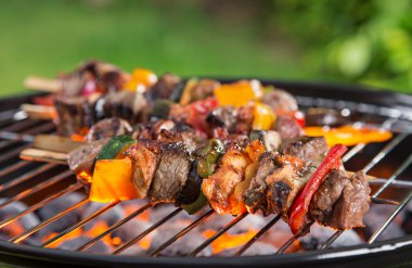 Barbekü ızgara et çeşitli türleri ile.