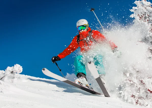 Freeride w proszku świeży śnieg. — Zdjęcie stockowe