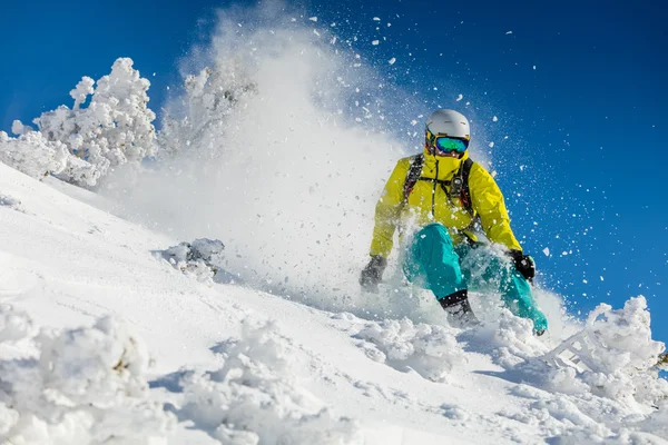 Freeride i färska pudersnö. — Stockfoto