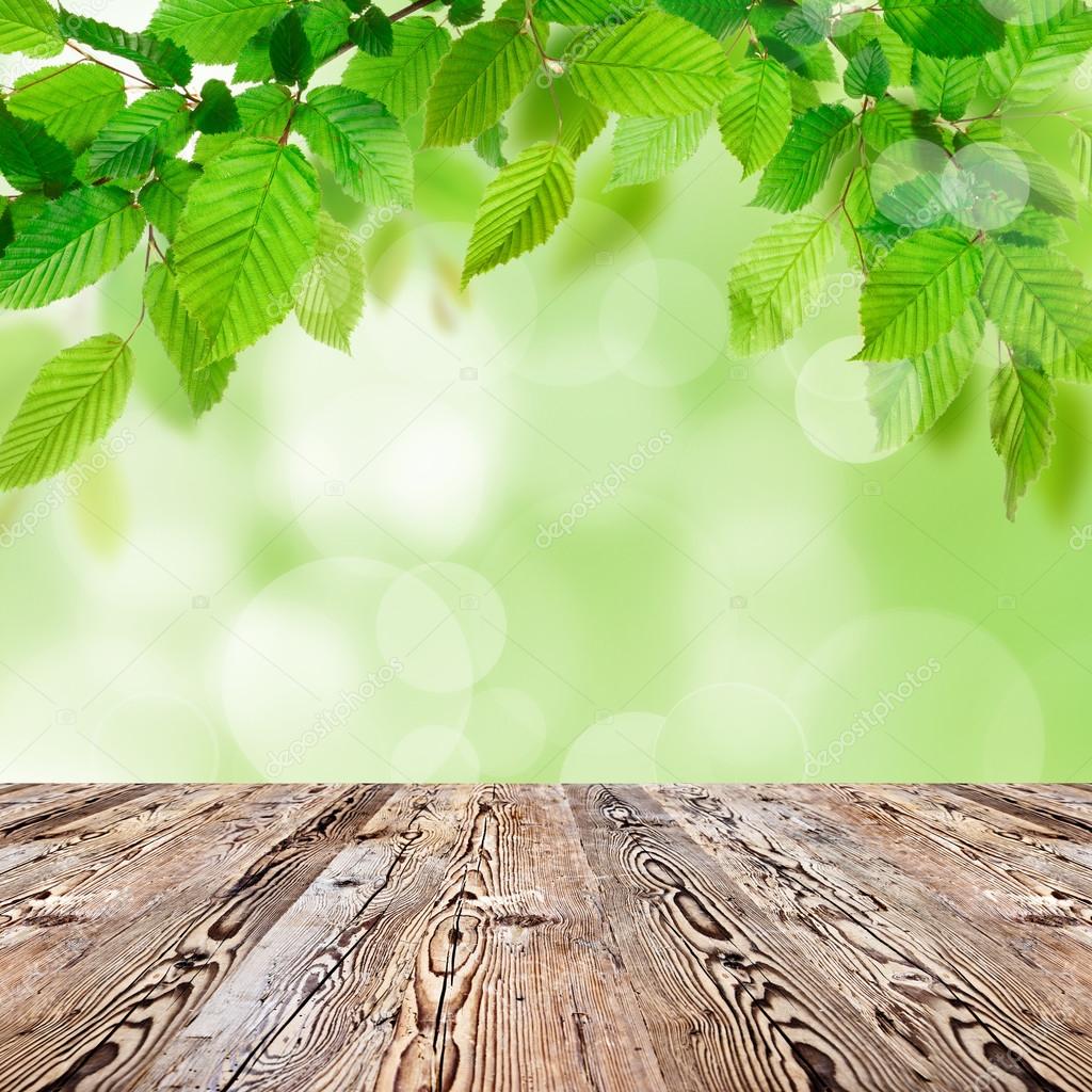 Nature background with wooden table Stock Photo by ©Kesu01 98432496