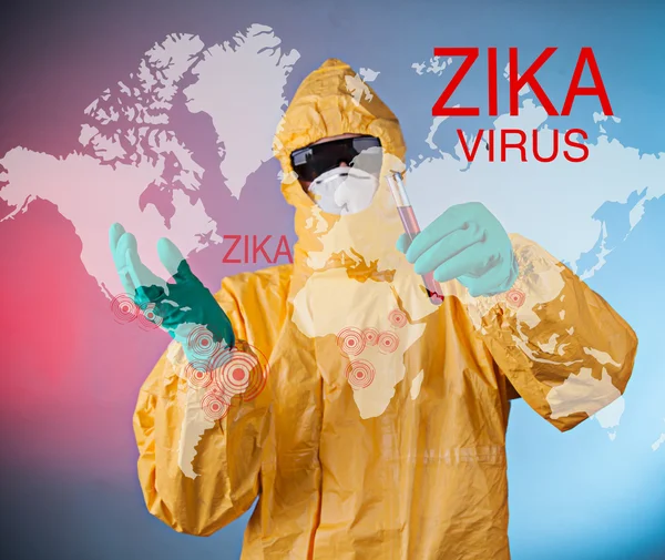 Zika virus, medizinisches Personal in Schutzkleidung. — Stockfoto