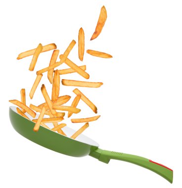 French fries in freeze motion clipart