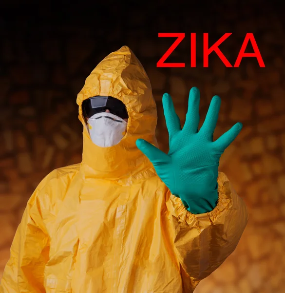 Virus Zika, operatore medico in abiti protettivi . — Foto Stock