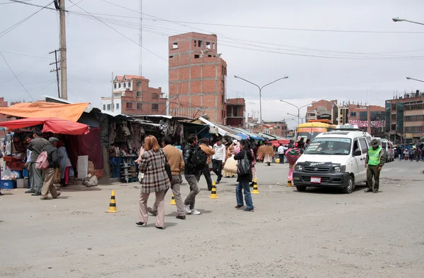 Barrio de transporte Ceja en El Alto, La Paz, Bolivia — Foto de Stock