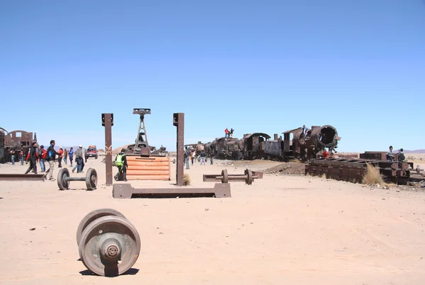 Cimitero dei treni nel deserto di Uyuni, Bolivia — Foto Stock