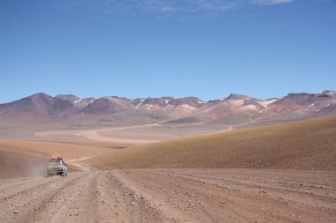 Tourist car at the Atacama Desert in Bolivia