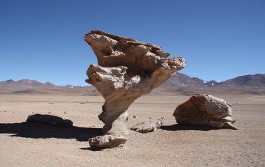 Famous Arbol de Piedra, Stone valley, Atacama Desert, Bolivia