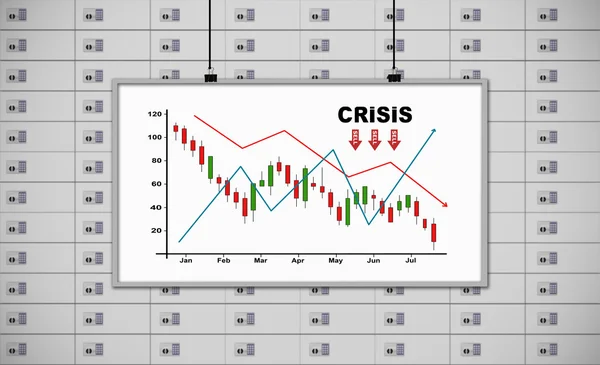Placa branca com gráfico de crise de desenho — Fotografia de Stock