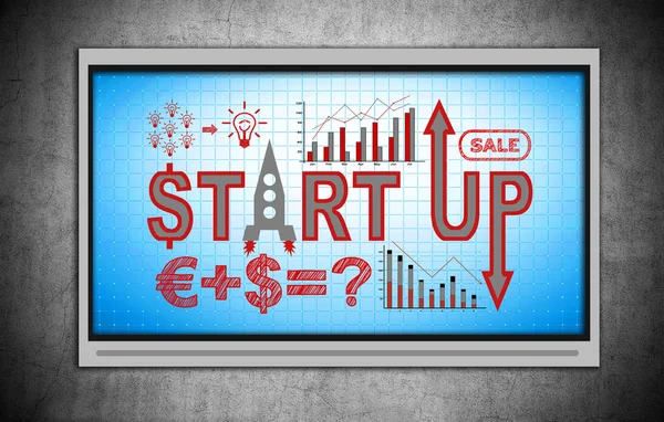 TV with start up concept — Stock Photo, Image