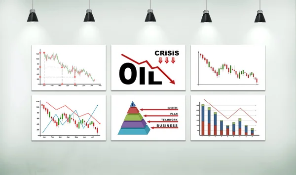 Diagram a csökkenő olajár — Stock Fotó