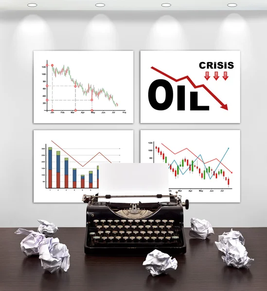 Placards with crisis chart — Stock Photo, Image