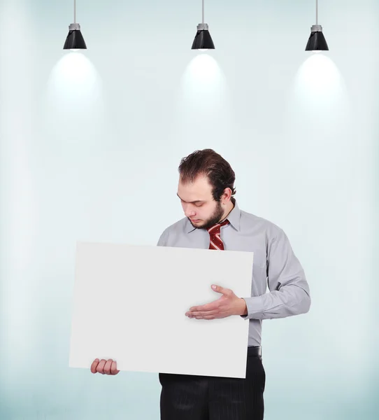 Işadamı holding boş poster — Stok fotoğraf