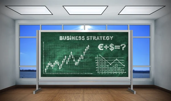Desenho de estratégia de negócios no quadro negro — Fotografia de Stock