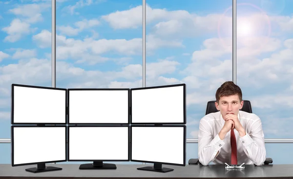 Trader sitting sitting in office — Stock Photo, Image