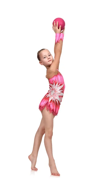 Chica gimnasta haciendo gimnasia — Foto de Stock