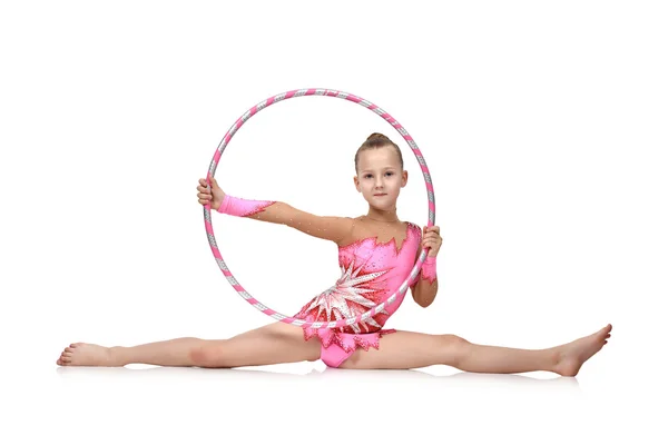 Menina com hula hoop — Fotografia de Stock