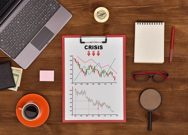 A rajz válság diagram csipeszes írótábla — Stock Fotó