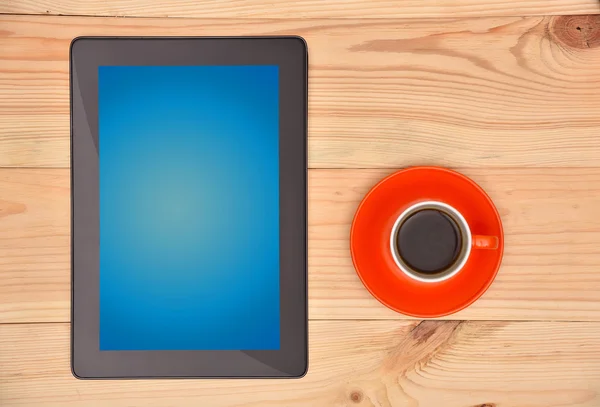 Koffie en Tablet PC — Stockfoto