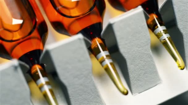 Ampoules Containing Pharmaceutical Products. Slow Motion Effect — Stock Video