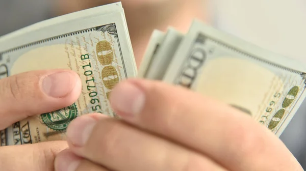 Close Businessman Dollars Money Hands Financial Success Wealth Concept — Stock Photo, Image