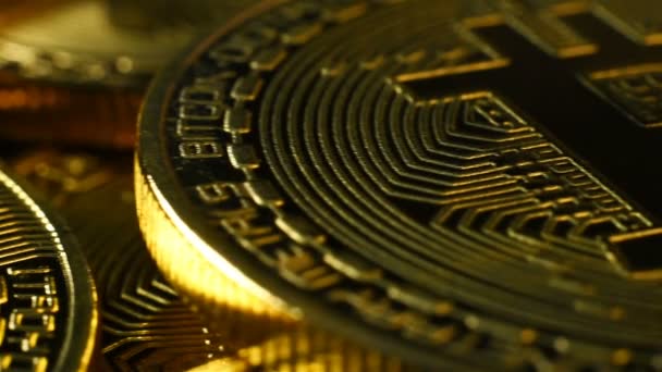 Viele Goldene Und Silberne Bitcoins Finanz Und Business Konzept Nahaufnahme — Stockvideo