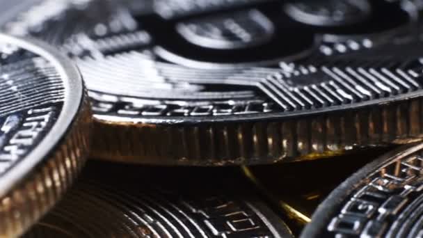 Close Silver Bitcoin Dinheiro Conceito Dinheiro Pagamento Virtual — Vídeo de Stock