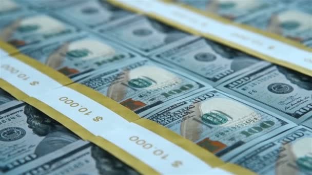 Bir Sürü 100 Dolarlık Banknot Bankacılık Finans Konsepti Kapat — Stok video