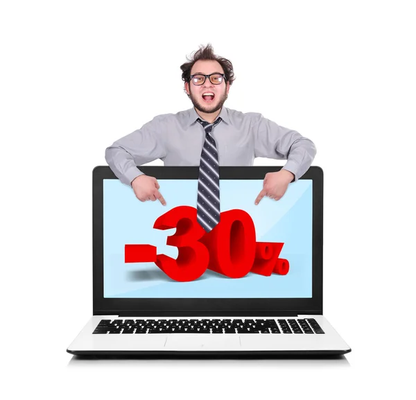 Laptop with discount — Stock Photo, Image