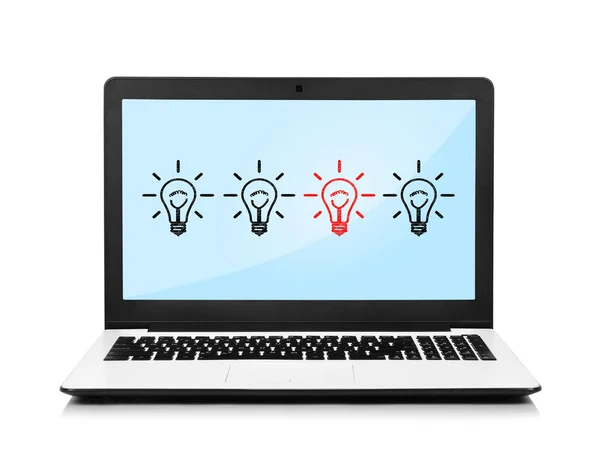 Laptop with lamps — Stock Photo, Image