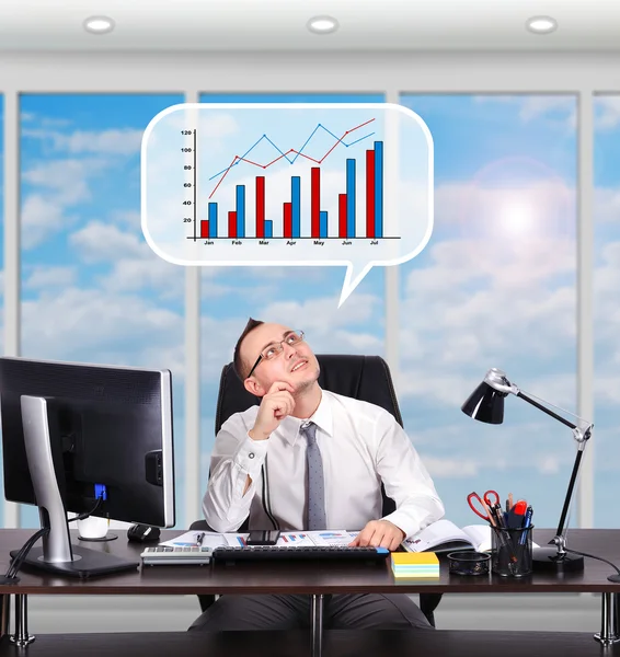 Businessman dreaming on chart — Stock Photo, Image