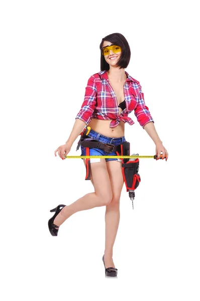 Girl with tape measure — Stock Photo, Image