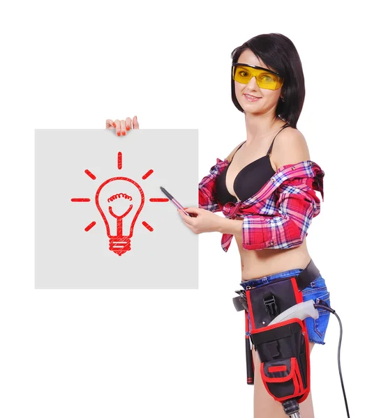 Poster with drawing lamp — Stock Photo, Image