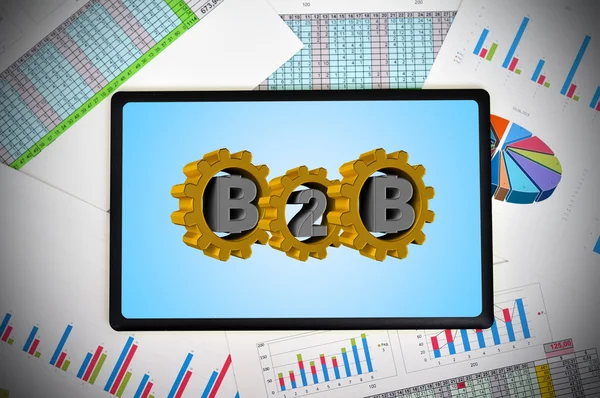 Tableta con concepto b2b — Foto de Stock