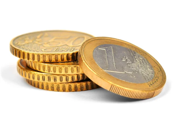 金のユーロ硬貨のスタック — ストック写真