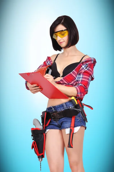 Woman builder — Stock Photo, Image