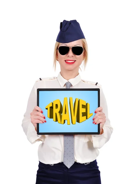 Touch padwith travel symbol — Stock Photo, Image