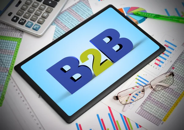 Tablet met b2b — Stockfoto