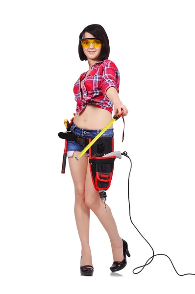 Chica con cinta métrica —  Fotos de Stock