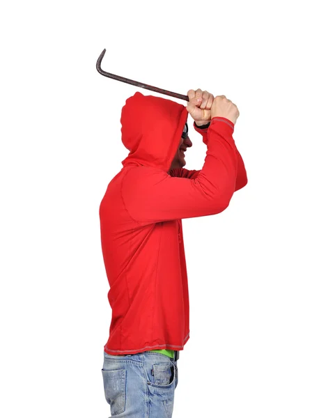 Thief with nail puller — Stock Photo, Image