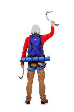 tourist with ice ax clipart