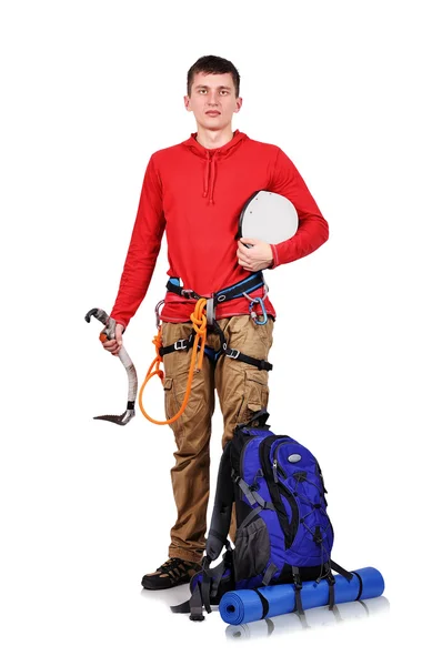 Tourist hiker with backpack — Stock Photo, Image