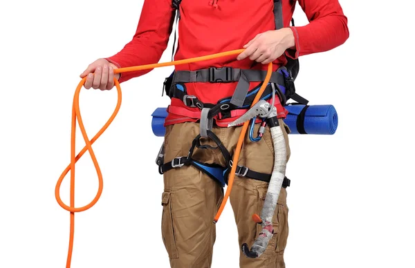 Tourist with rope — Stock Photo, Image