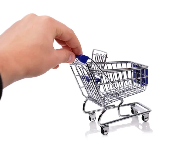 Hand holding trolley — Stock Photo, Image