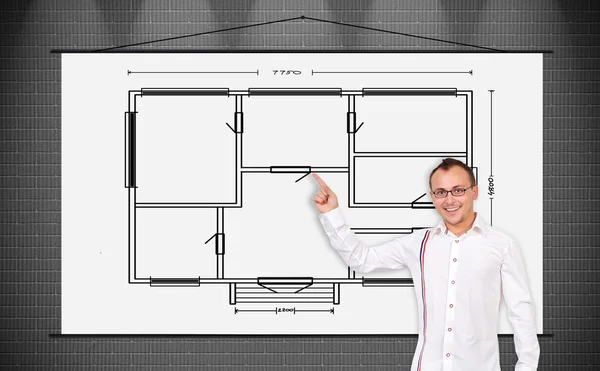 Poster with drawing blueprint — Stock Photo, Image