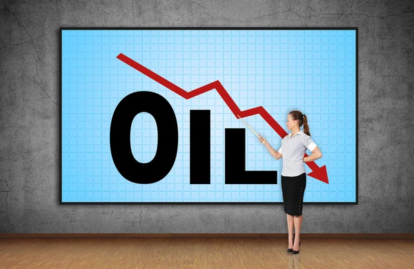 Falling oil chart — Stock Photo, Image