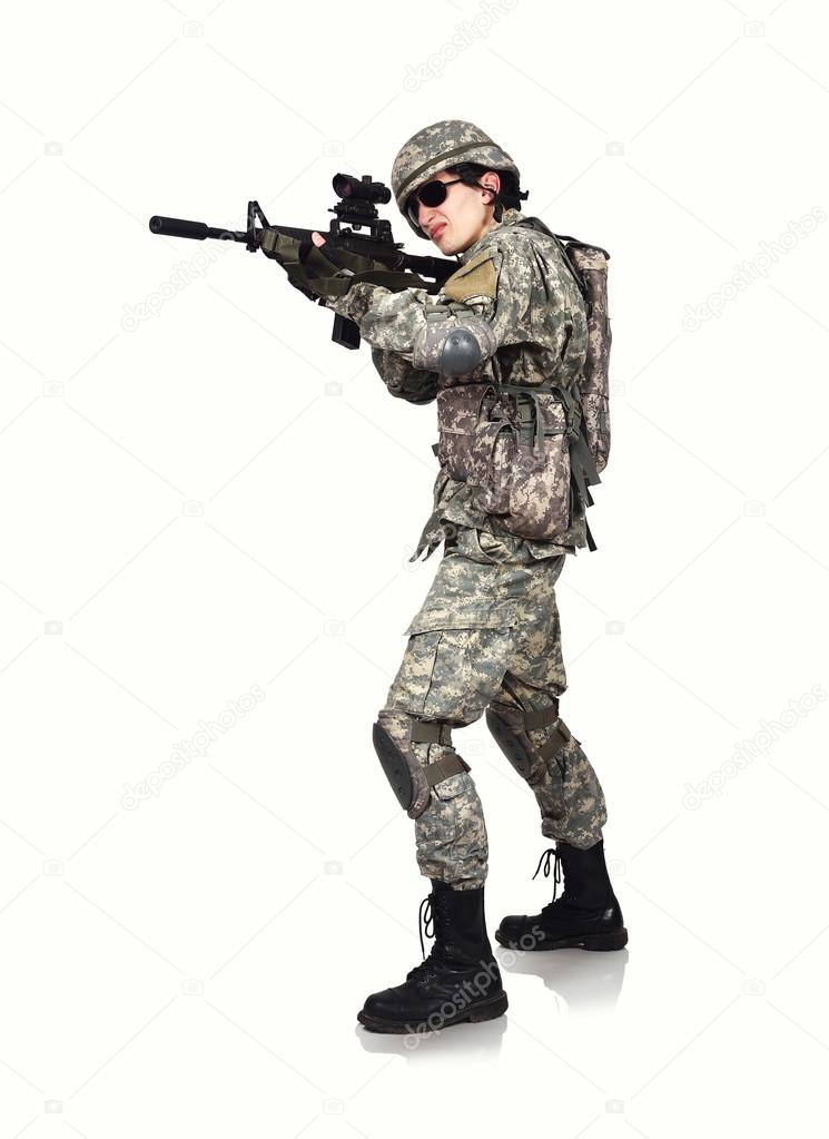 American soldier with rifle