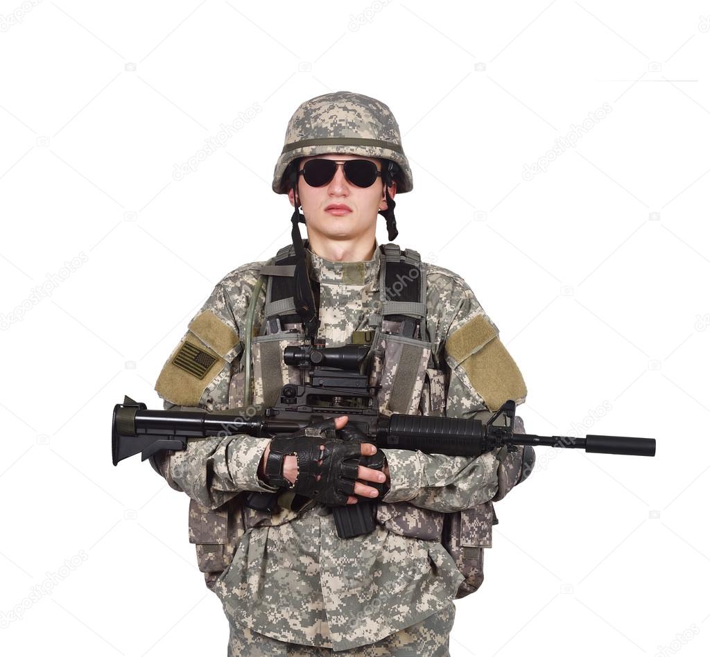 US soldier holding rifle — Stock Photo © vetkit 68728709