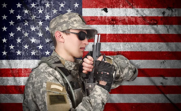 Soldat USA avec arme — Photo