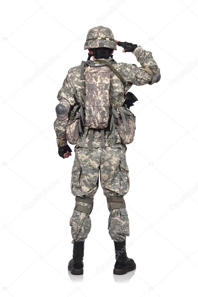 US soldier salutes