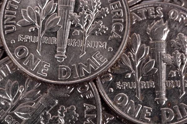 One dime coins — Stock Photo, Image